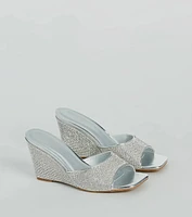 All Star Glitz Rhinestone Square Toe Wedges