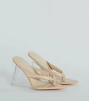 Chic Mode Thong Strap Cutout Clear Wedges