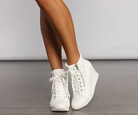 Step It Up Faux Leather Wedge Sneakers