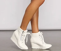 Step It Up Faux Leather Wedge Sneakers