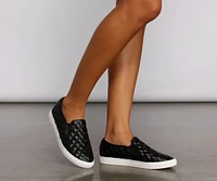 Casual Chic Quilted Faux Leather Sneakers