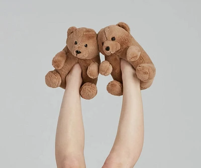 Adorable Teddy Bear Plush Slippers