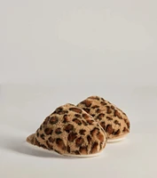 Chic Spots Faux Fur Leopard Print Slippers