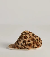 Chic Spots Faux Fur Leopard Print Slippers