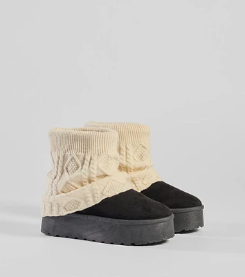 Cozy Vibes Cable Knit Platform Slippers