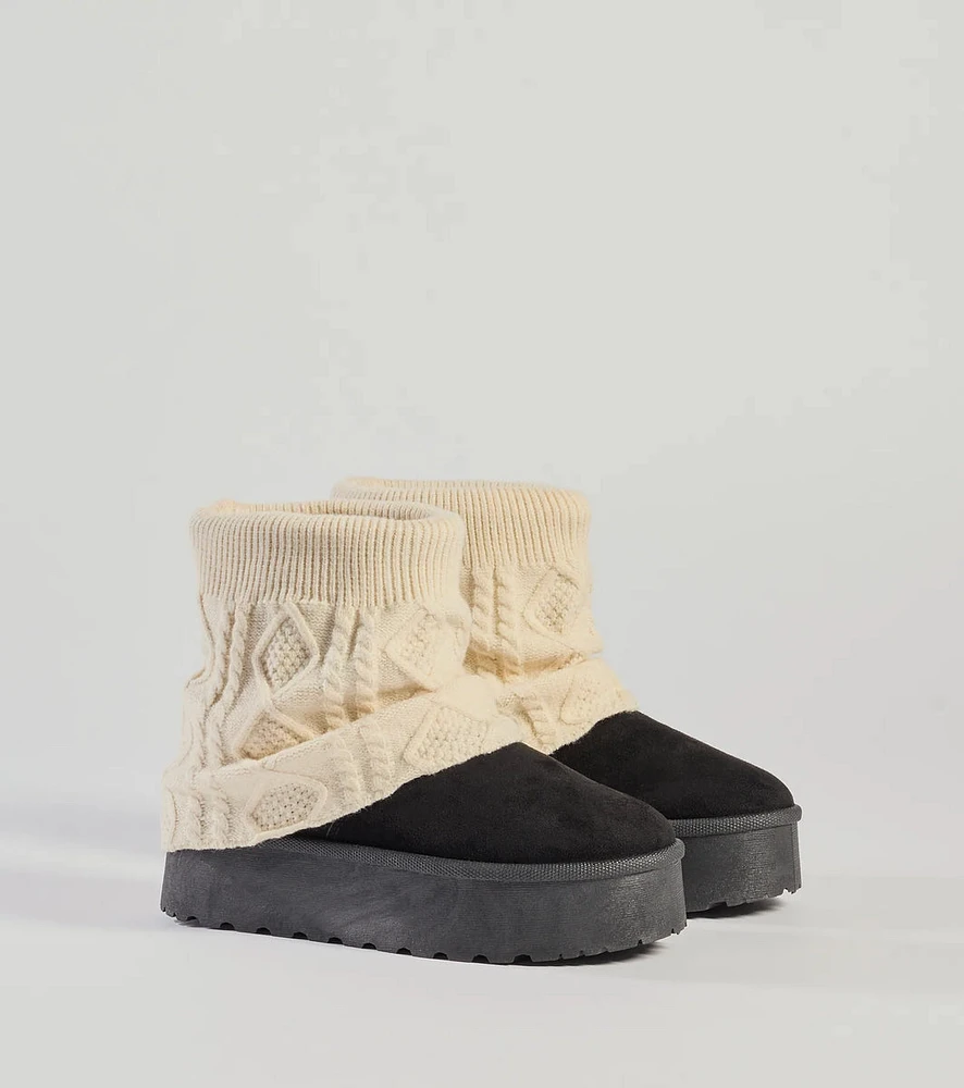 Cozy Vibes Cable Knit Platform Slippers