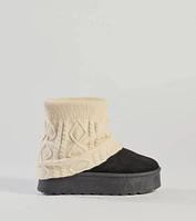 Cozy Vibes Cable Knit Platform Slippers