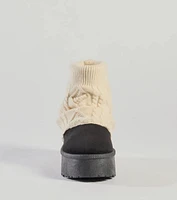 Cozy Vibes Cable Knit Platform Slippers