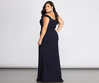 Plus Adelina Formal Halter Crepe Dress