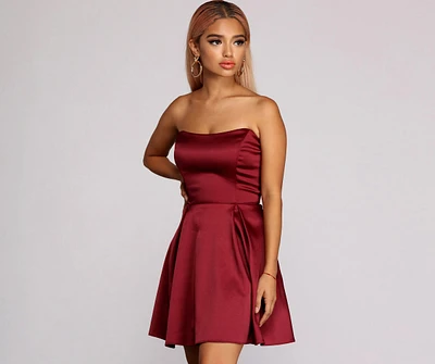 Paola Strapless Twill Party Dress