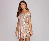 Tonya Sequin Scroll Mini Dress