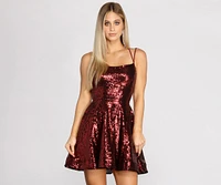 Justine Sequin Lace Up Dress