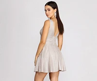 Hyla Deep V Glitter Shine Dress