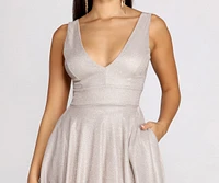 Hyla Deep V Glitter Shine Dress