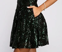 Michelle Sequin Mesh Party Dress