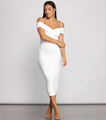 Valeria Formal Off-The-Shoulder Crepe Midi Dress