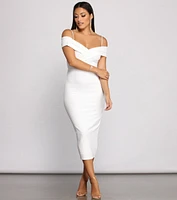 Valeria Formal Off-The-Shoulder Crepe Midi Dress