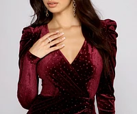 Char Formal Velvet Glitter Mini Dress