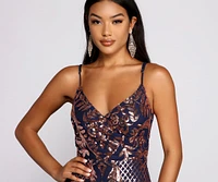 Stella Formal Sequin Scroll Print Mini Dress