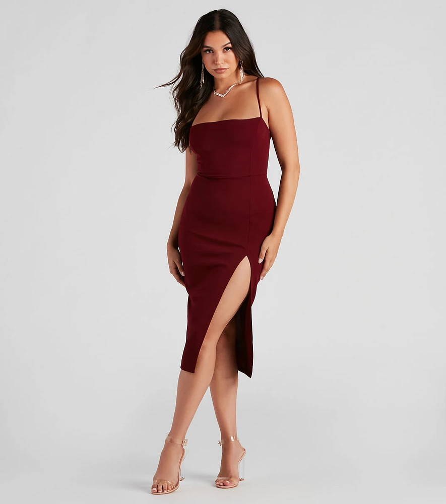 Henley Formal Lace-Up Midi Dress