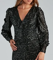 Steff Sequin Ruched Party Dress