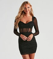 Patty Heat Stone Mesh Mini Dress