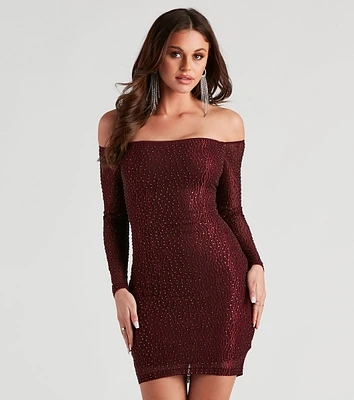 Winona Heat Stone Off Shoulder Dress