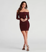 Winona Heat Stone Off Shoulder Dress