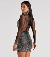 Tate Rhinestone Mesh Party Dress