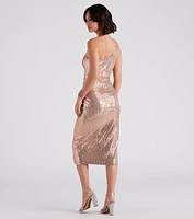 Ava Formal Sequin Wrap Midi Dress