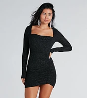 Toni Glitter Cowl Neck Mini Dress