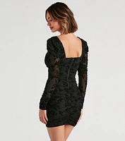 Clara Floral Velvet Mesh Dress