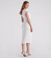 Elise Formal Short Sleeve Midi Dress