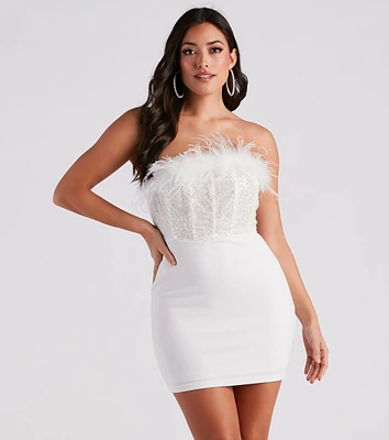 Anabelle Feather Corset Party Dress