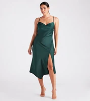 Annabella Formal Satin A-Line Midi Dress