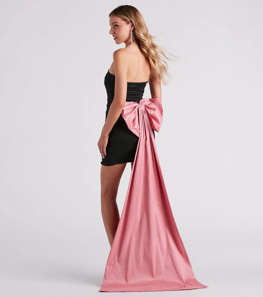 Franny Taffeta Bow Mini Party Dress