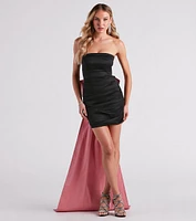 Franny Taffeta Bow Mini Party Dress