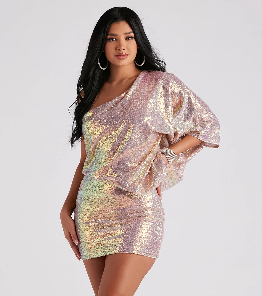 Kimberly Sequin One Shoulder Dress