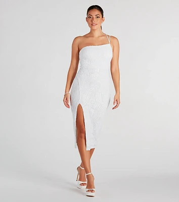 Gigi Formal Sequin One-Shoulder Midi Dress
