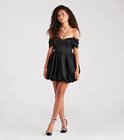 Bernadette Taffeta Corset Bubble Hem Party Dress