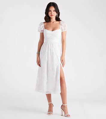 Mary Formal Flocked Velvet A-Line Midi Dress