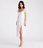 Mary Formal Flocked Velvet A-Line Midi Dress