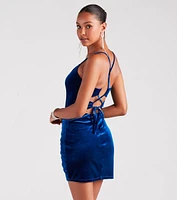 Kinley Velvet Lace-Up Party Dress