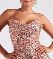 Allie Formal Sequin Open Back Dress