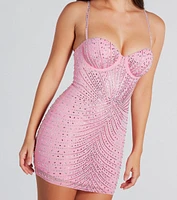 Cassia Formal Rhinestone Bustier Mini Dress