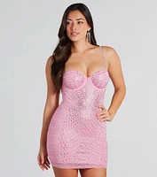 Cassia Formal Rhinestone Bustier Mini Dress