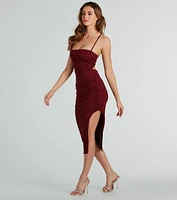 Adley Formal Glitter Lace-Up Midi Dress