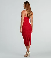 Taryn Formal Glitter Cutout Midi Dress