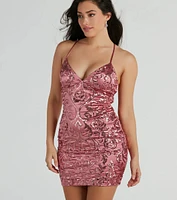 Abby Lace-Up Sequin Satin Party Dress