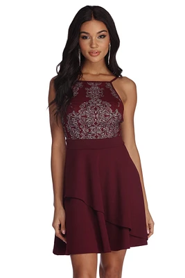 Kairi Formal Scroll Print Mini Dress